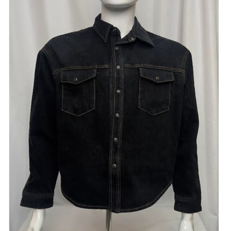 New! Wardrobe Nyc Men's Curved-Hem Denim Jacket Black Small